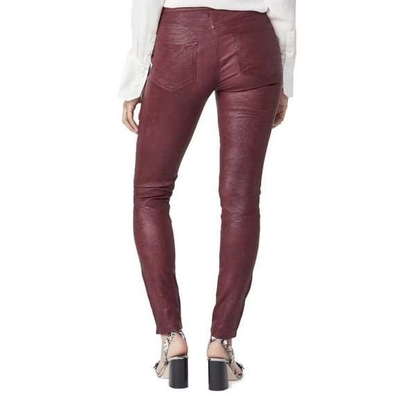PAIGE Denim - Paige Coated Denim Jeans Stretch Burgundy Verdugo Ankle VGUC 31
